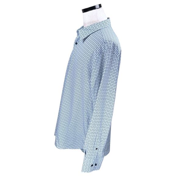 Con.Struct Shirt Men’s 2XL XXL Blue White Geometric Print 4-Way Stretch Slim Fit - Picture 5 of 11